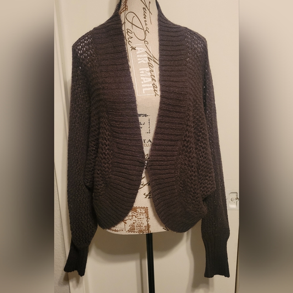 Brown Ann Taylor‎ Loft Cardigan Sweater Large Acrylic Mohair